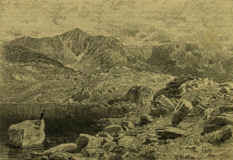 A Zenóga-tó Rudolf főherceg vadászatának idején (Melka Vincze rajza)